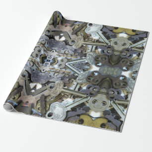 Large Scale Vintage Keys Photo Wrapping Paper