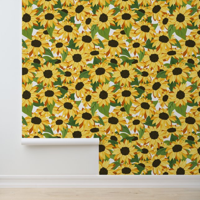 Large Scale Yellow Sunflower Pattern Wallpaper (Application)