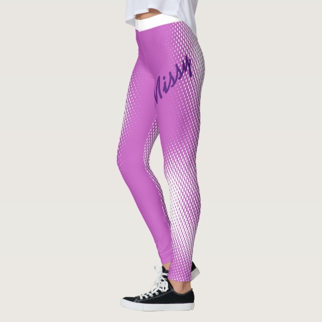 Large Script with White Dot Pattern on Your Colour Leggings (Left)