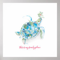 Large Sea Turtle Watercolor Art