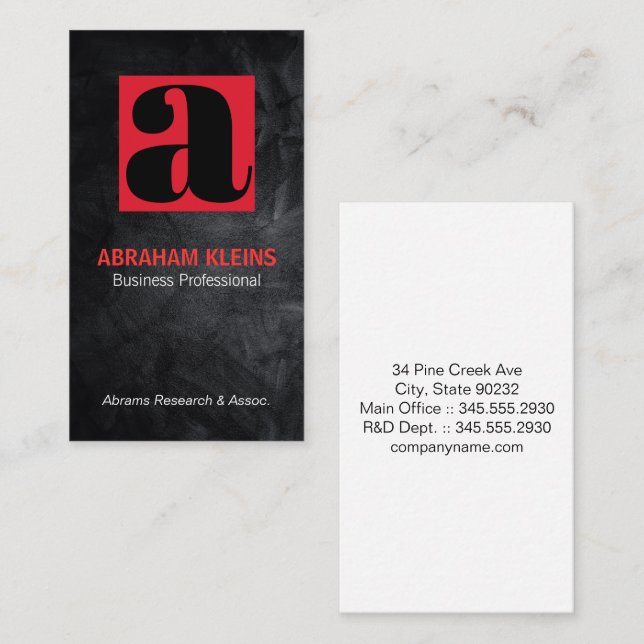 Large Serif | Black Texture Business Card (Front/Back)