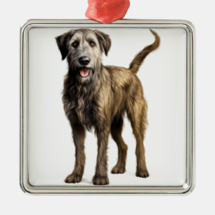 LARGE SHAGGY IRISH WOLFHOUND DOG METAL TREE DECORATION