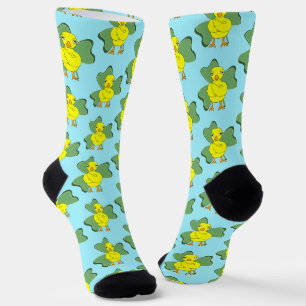Large Shamrock Chick Pattern Socks