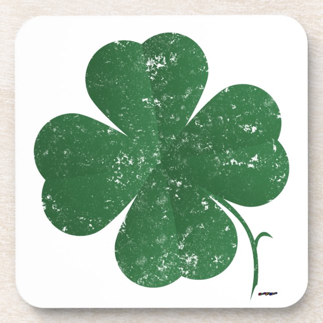 Large Shamrock - vintage style Coaster (Front)