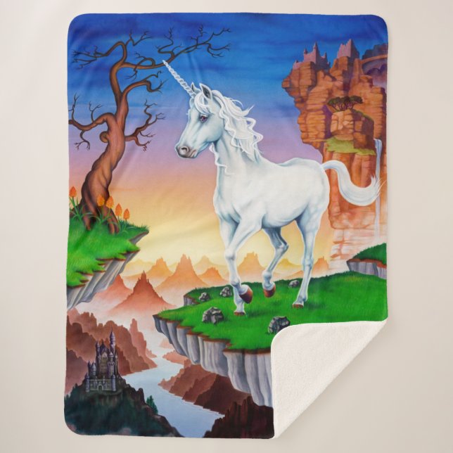 Large Sherpa blanket Unicorn Kingdom (Front)