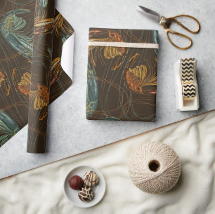 Large Shrimp Pattern Seafood Prawns Wrapping Paper