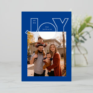 Large Silver Joy With Modern Design Foil Holiday Card