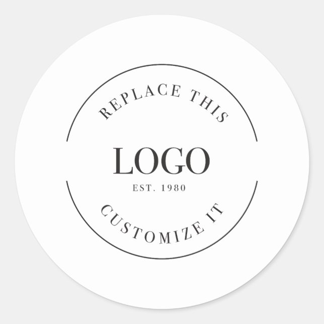 Large Simple Business Logo Customisable  Classic Round Sticker (Front)