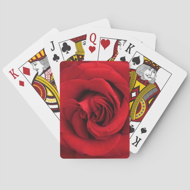 Large Single Red Rose Up Close Playing Cards (Back)