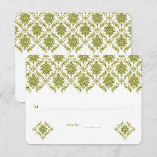 Large Size Olive Damask Wedding Table Place Cards