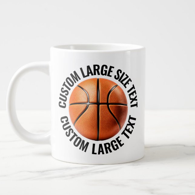 Large Size Personalised Text Basketball Custom Coffee Mug (Left)