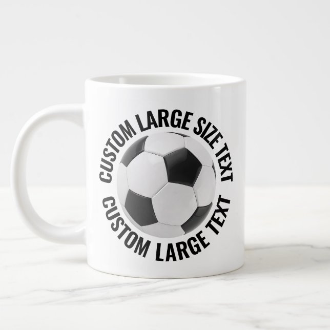 Large Size Personalised Text Giant Soccer Mug 20oz (Left)