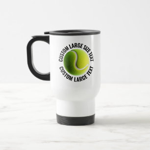 Large Size Personalised Text White Custom Tennis Travel Mug