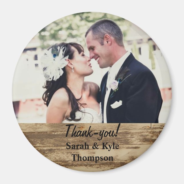 Large Size Rustic Wedding Photo Thank you Magnet (Front)
