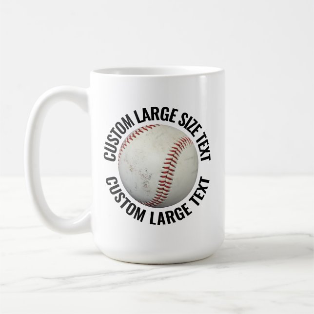 Large Size Text 15oz Personalised Baseball Mug (Left)