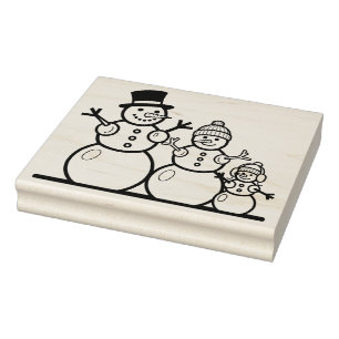 Large Snowman Family Rubber Stamp