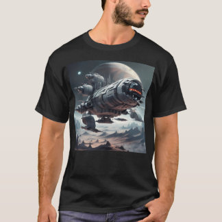 Large Spacecraft Over A Mountainous Sandy Planet S T-Shirt