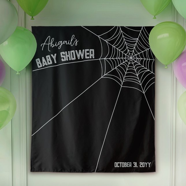 Large Spider Web Halloween Baby Shower Backdrop Tapestry (Creator Uploaded)
