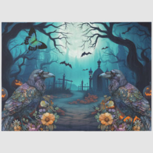 Large Spooky Raven Haunted Halloween Decoupage Tissue Paper