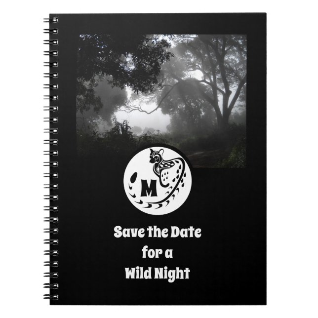 Large Spotted Genet Silhouette Monogram Photo Notebook (Front)