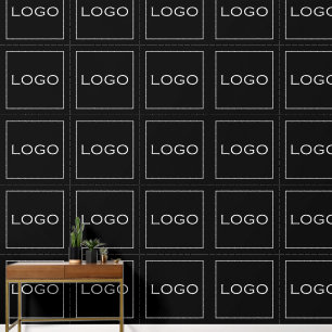 Large Square Logo Photo on Black Simple Pattern Wallpaper