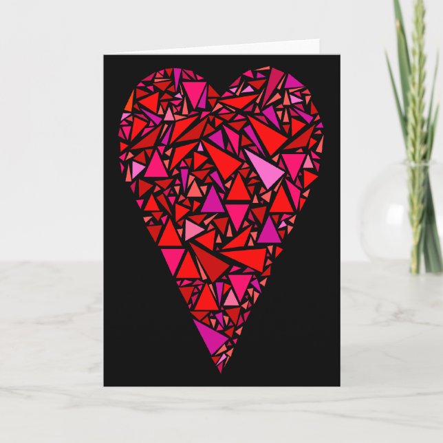 Large Stained Glass Heart Valentine Holiday Card (Front)