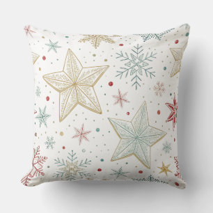 "Large Star Pattern Throw Pillow in White
