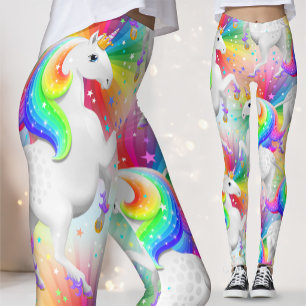Large Starburst Princess Unicorn with Stars Leggings