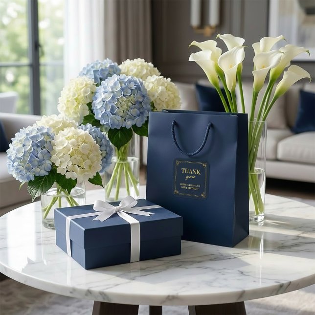 Large Stickers Navy Gold 80th Birthday Thank You (SEE FULL SUITE AT BOTTOM)