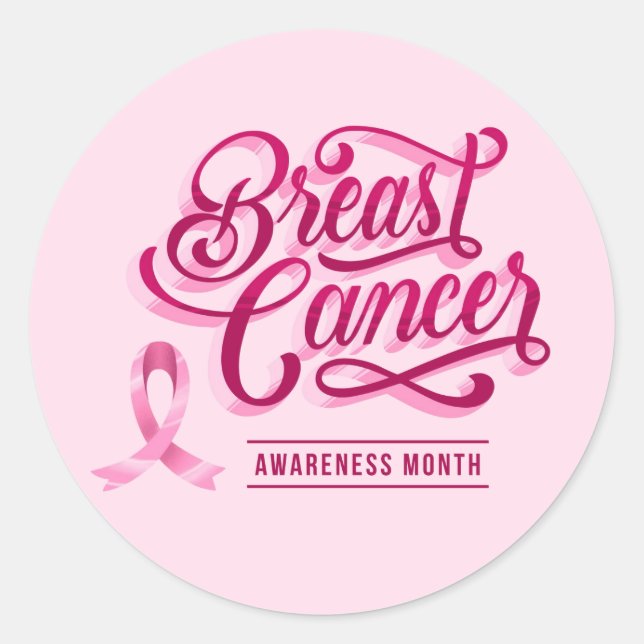 Large Stickers-Pink Ribbon Classic Round Sticker (Front)