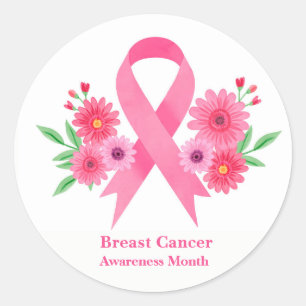 Large Stickers-Pink Ribbon Classic Round Sticker