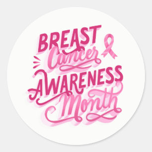 Large Stickers-Pink Ribbon Classic Round Sticker