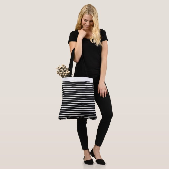 Large Striped Tote Bag (On Model)
