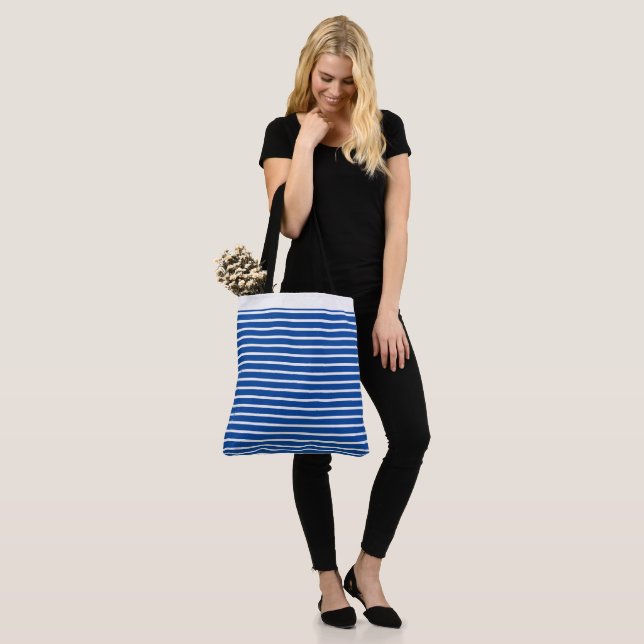 Large Striped Tote Bag (On Model)