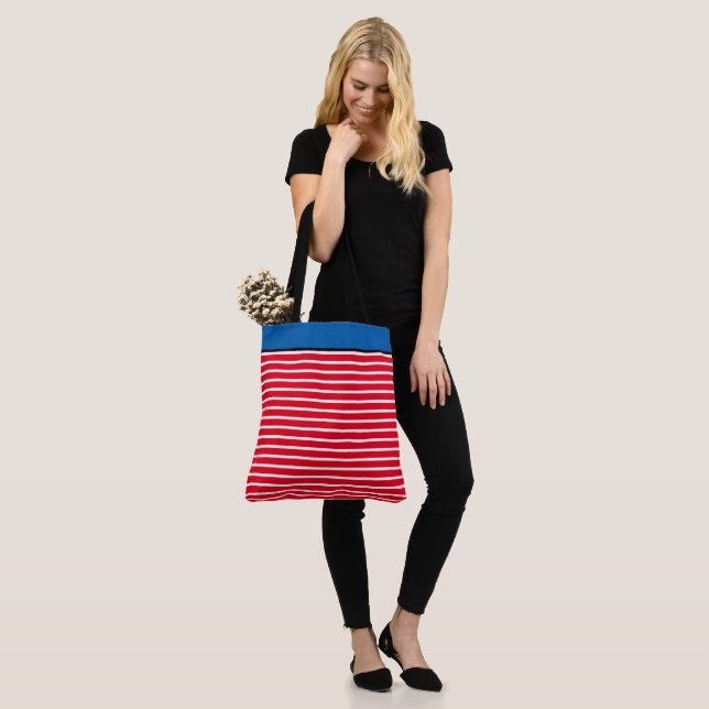 Large Striped Tote Bag (On Model)
