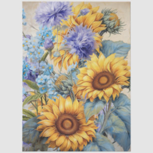 Large Sunflower Bouquet Decoupage Tissue Paper