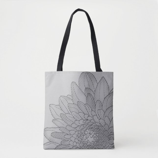 Large Sunflower Grey Graphic | Tote Bag (Front)