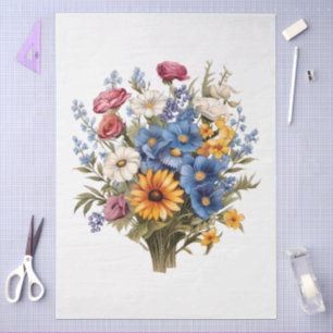Large Sunflower & Mixed Florals Bouquet Decoupage Tissue Paper
