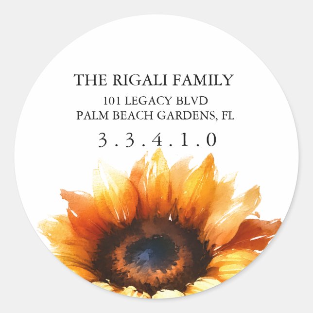 Large Sunflower Return Address Sticker (Front)
