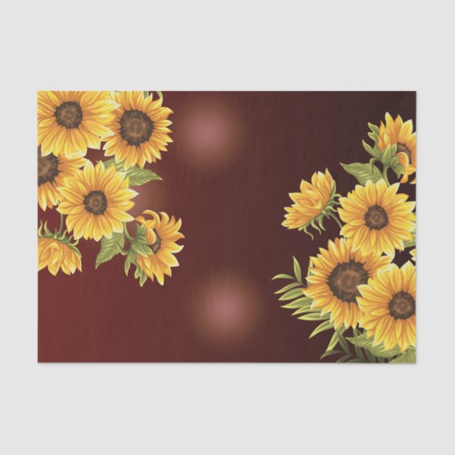 Large Sunflowers Painted Rustic Vintage Decoupage Tissue Paper (Front)