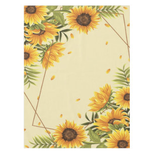 Large Sunflowers Painted Rustic Vintage Tablecloth