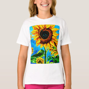 Large Sunflowers Watercolor nature painting T-Shirt