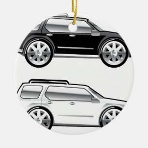 Large SUV stylised with large chrome Rims Vector Ceramic Tree Decoration