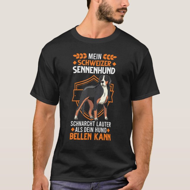 Large Swiss Mountain Dog Snoring Swiss Dog T-Shirt (Front)