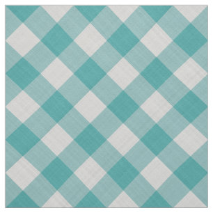 Large Teal Gingham Checks Pattern Geometric Fabric