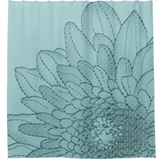 Large Teal Graphic Sunflower | Shower Curtain (Front)