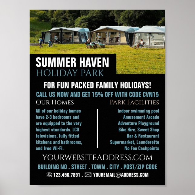 Large Tents, Holiday Park Advertising Poster (Front)