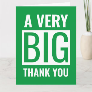Large Text A Very Big Thank You Green And White Card
