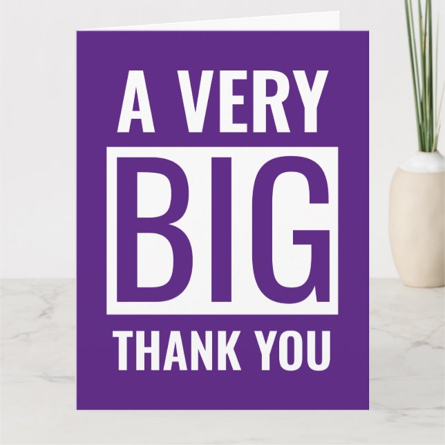 Large Text A Very Big Thank You Purple And White Card (Front)