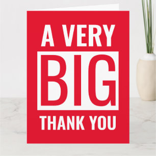 Large Text A Very Big Thank You Red And White Card